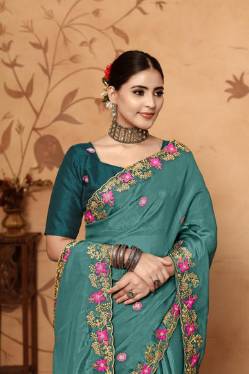 Ethnic Motifs Zari Woven Design Banarasi Saree